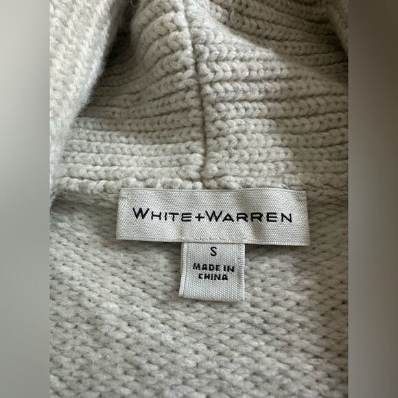 WHITE WARREN Wool Blend Cardigan Sweater Shawl Collar Snap Front Pockets Small - Picture 3 of 8